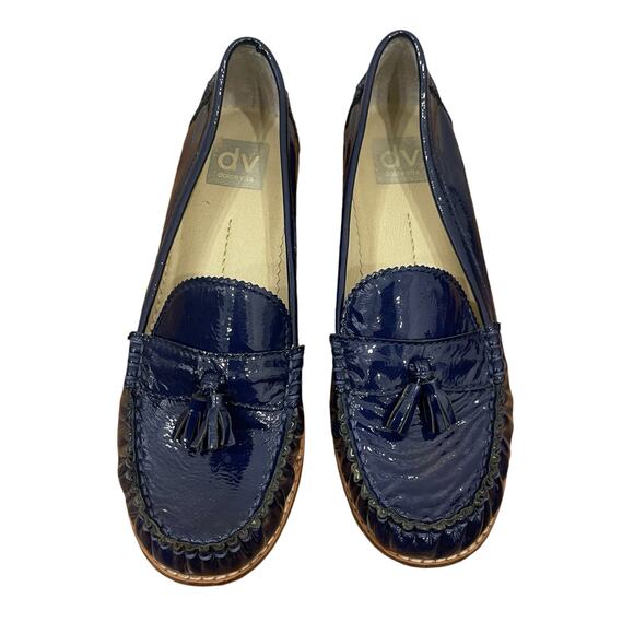 DV by Dolce Vita Shoes - Dolce Vita Women’s Blue Patent Leather Tassel Penny Loafer Size 7.5